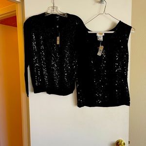 Talbots Black sequined sweater set.